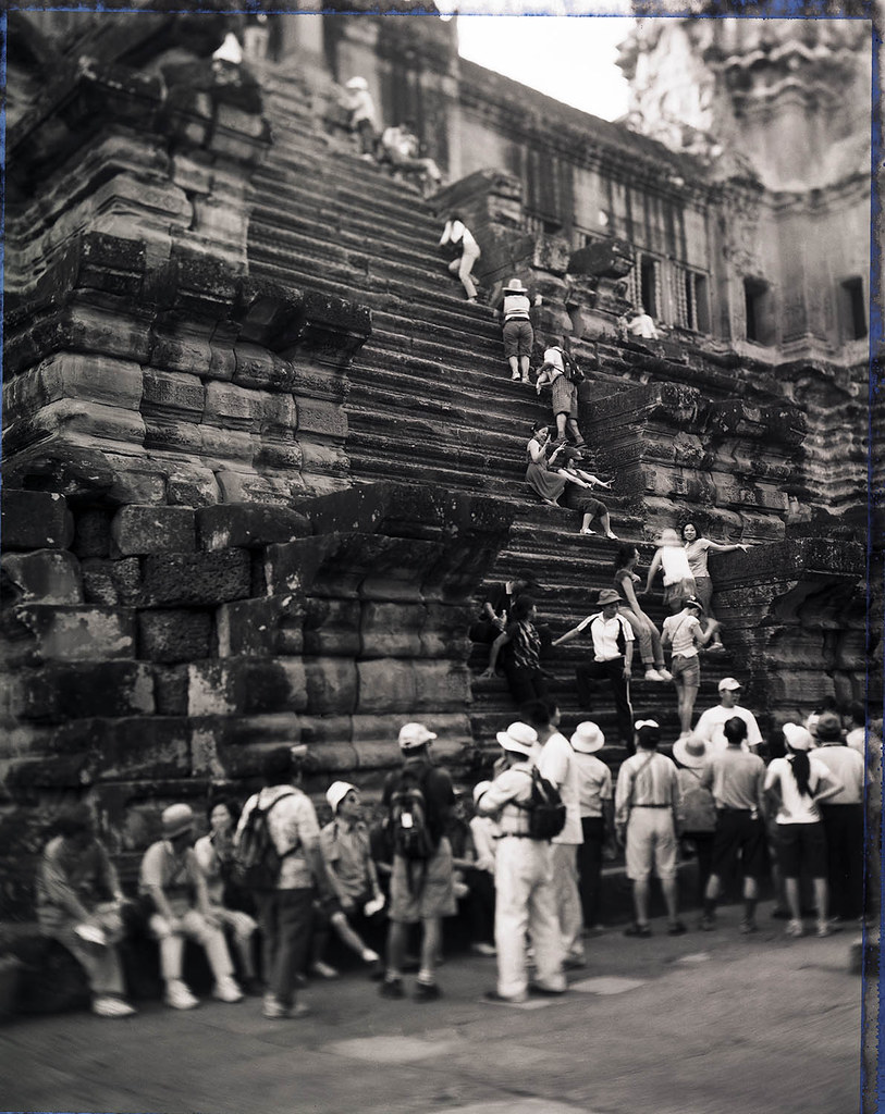 Tourists Angkor Speed Graphic Polaroid 55